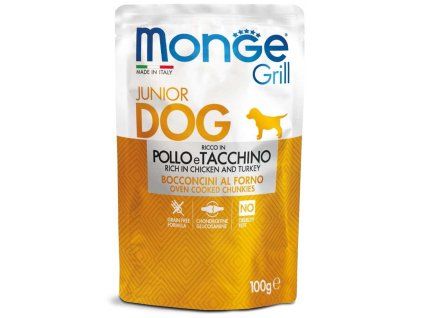 MONGE GRILL JUNIOR kapsička kuřecí s krůtou pro štěňata 100 g