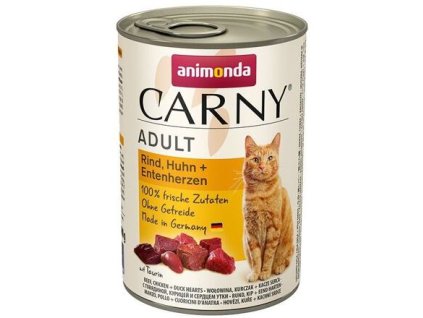 ANIMONDA konzerva CARNY Adult - hovězí, kuře, kachní srdce 400g