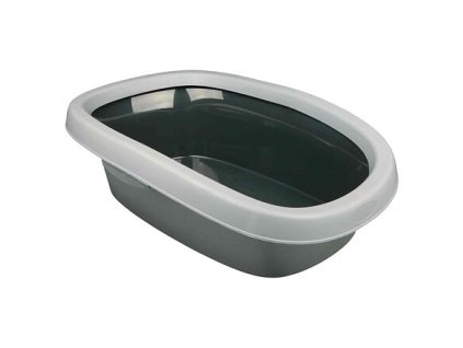 WC pro kočky CARLO, s okrajem, sv. šedá/tm. šedá (Velikost toalety CARLO 31 x 14 x 43 cm)