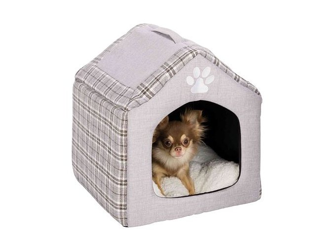 Plyšový domek SILAS 40 x 45 x 40 cm šedo/krémový