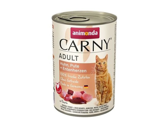 ANIMONDA konzerva CARNY Adult - kuře, krůta+kachní srdce 400g
