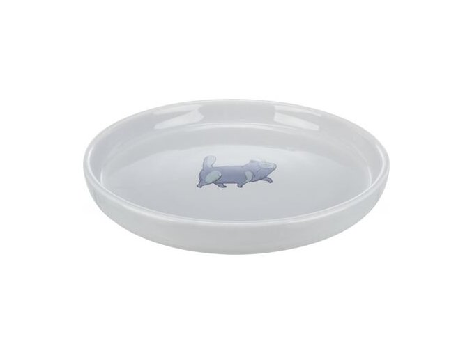 Keramická miska pro kočky, nízká a široká, 0.6 l/ø 23 cm, šedá