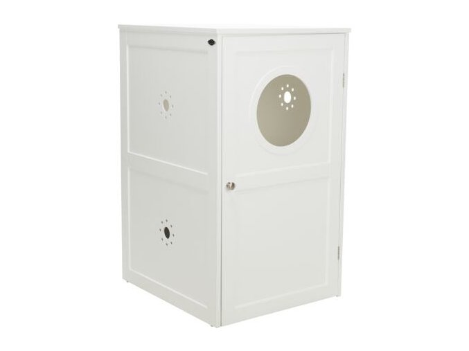 XL domek na kočičí toaletu, 2 poličky, MDF, 53 x 90 x 58 cm, bílá