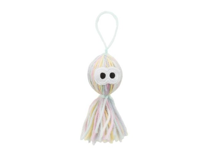 Chobotnička z vlny s rolničkou, hračka pro kočky, 12 cm, polyester