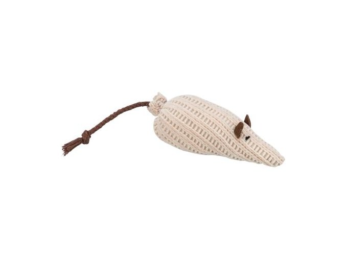 Myška tkaná s catnipem, 12 cm, béžová