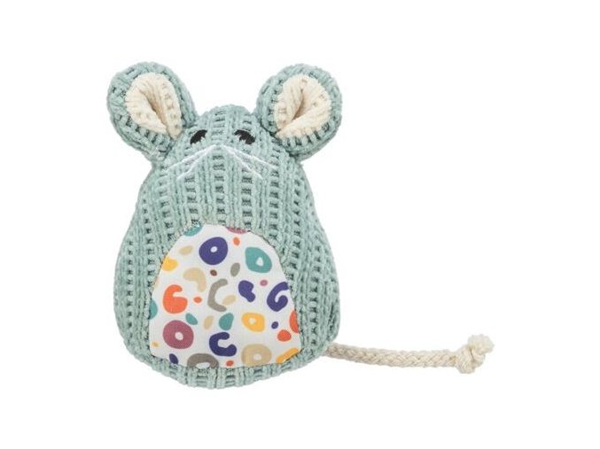 Myška tkaná sedící, s catnipem, 11 cm