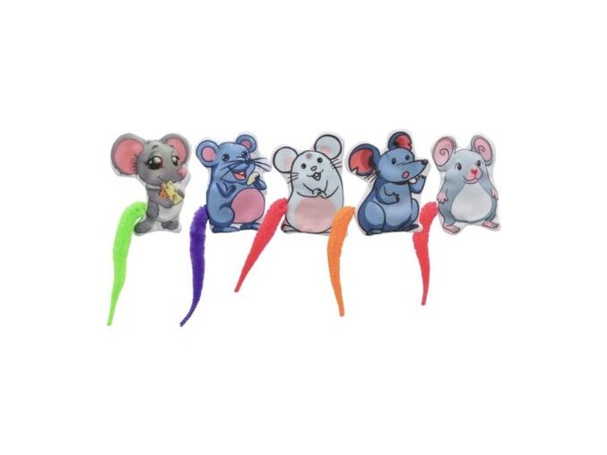 Myška emotivní s catnipem, barevný ocásek, 7.5 cm, látka, 5 druhů