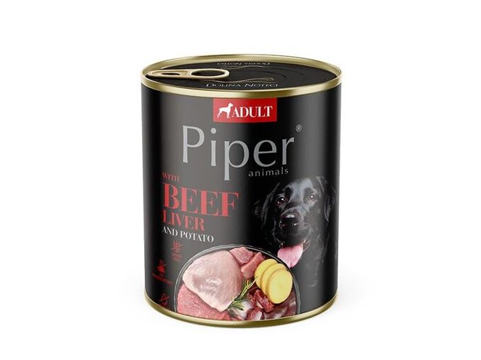 PIPER s hovězími játry a bramborami, konzerva pro psy 800g