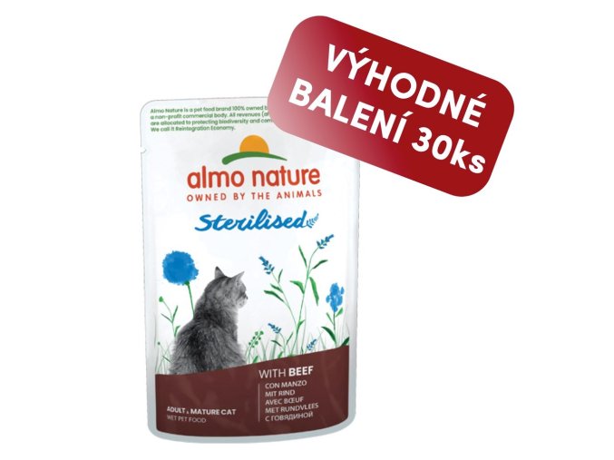 Almo Nature Holistic Sterilised s hovězím 70g výhodné balení 30 ks