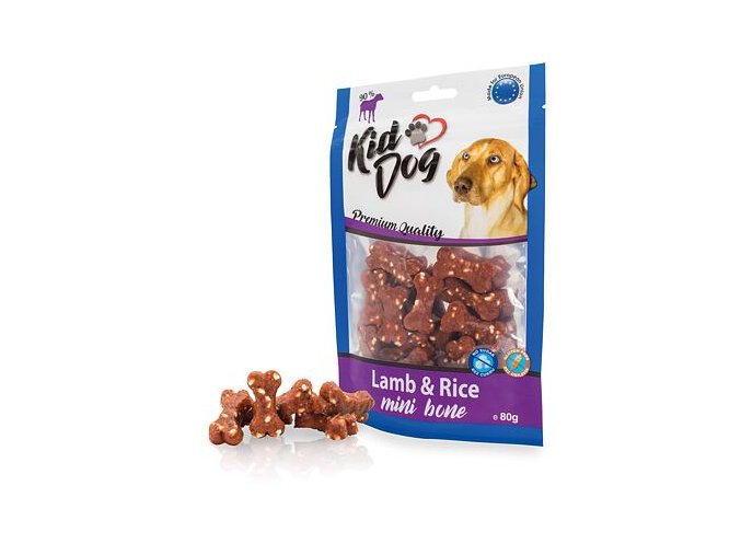 KIDDOG jehněčí maso s rýží MINI kostičky 80 g