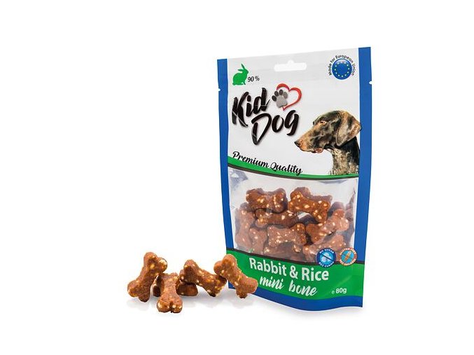 KIDDOG králičí maso s rýží MINI kostičky 80 g