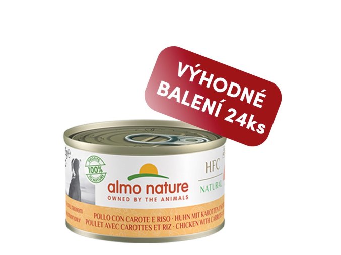 Almo Nature HFC DOG - Kuřecí s mrkví a rýží 95g výhodné balení 24ks