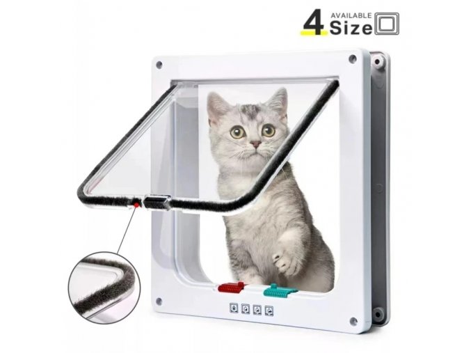 Cat Flap Door with 4 Way Security Lock Controllable Switch Transparent ABS Plastic Gate Puppy Kitten.jpg