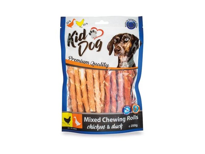 KIDDOG mix buvolích tyčinek s kuřecím a kachním masíčkem - 8 mm/12 cm 250 g