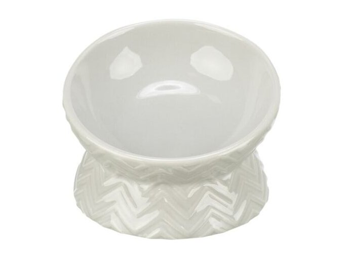 Keramická miska vyvýšená, ergonomický tvar, 0,15 l / 13 cm, světlešedá