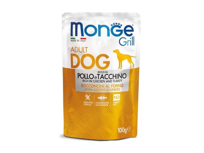 MONGE GRILL kapsička kuře a krůta pro psy 100 g