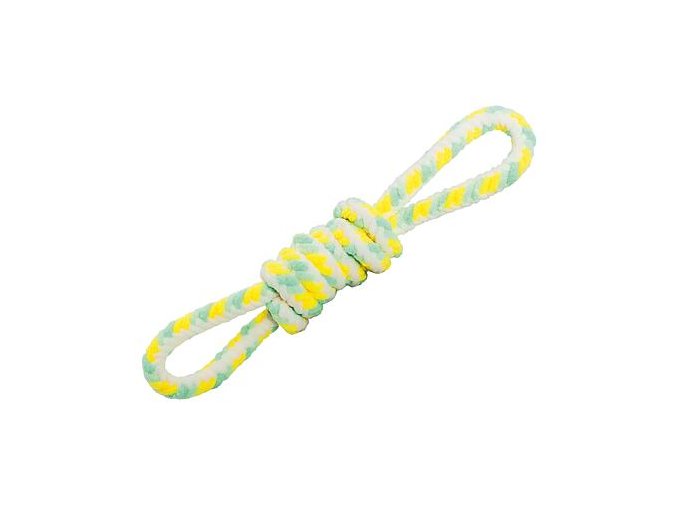 Hebké pletené přetahovadlo "osma" HipHop PLUSH 24 cm, pistáciová, žlutá, bílá