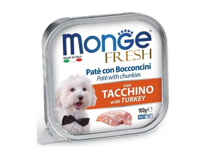 MONGE FRESH - paštika a kousky s krůtou 100 g pro psy