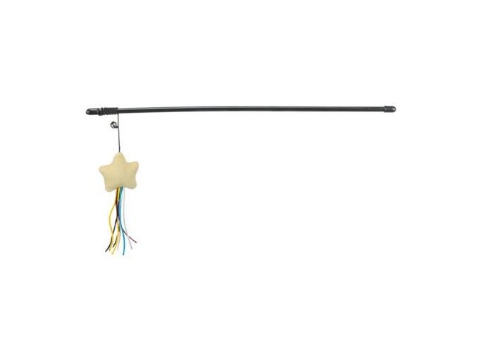 Hrací prut s plyšovou hvězdou s catnipem, rolnička, 46 cm, plast/plyš