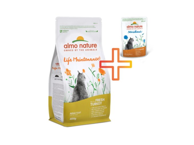 Almo Nature Life Maintenance - s čerstvou krůtou 400g + 1 kapsička ZDARMA