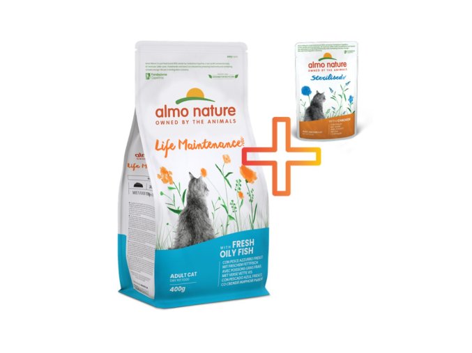 Almo Nature Life Maintenance - Tučné ryby 400g + 1 kapsička ZDARMA