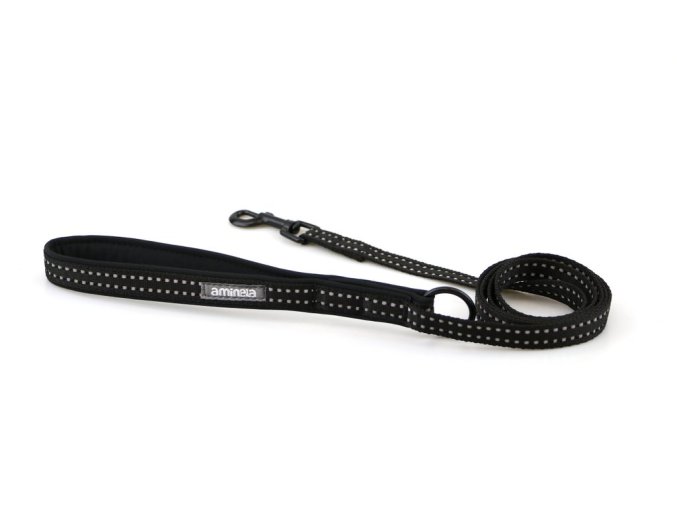 Aminela jednoduché vodítko nepodšité Sport & City pro malá plemena 16mm/150cm, černá