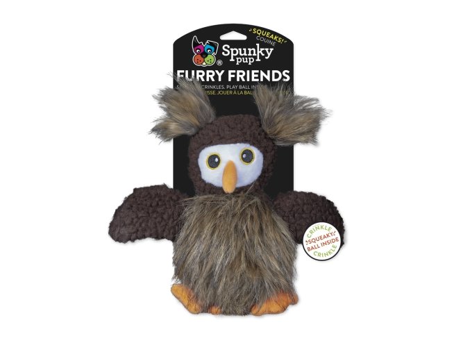 Sova s pískajícím míčkem Spunky Pup 20cm