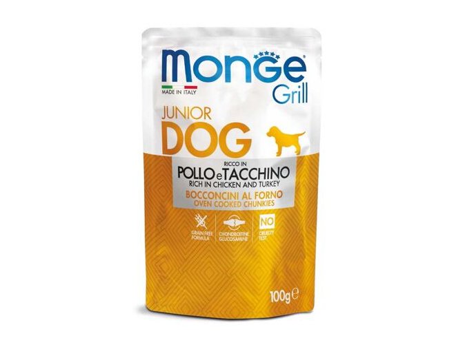 MONGE GRILL JUNIOR kapsička kuřecí s krůtou pro štěňata 100 g