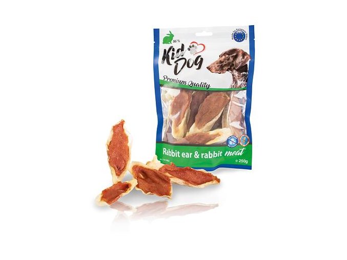 KIDDOG králičí ucho plněné králičím masíčkem 250 g