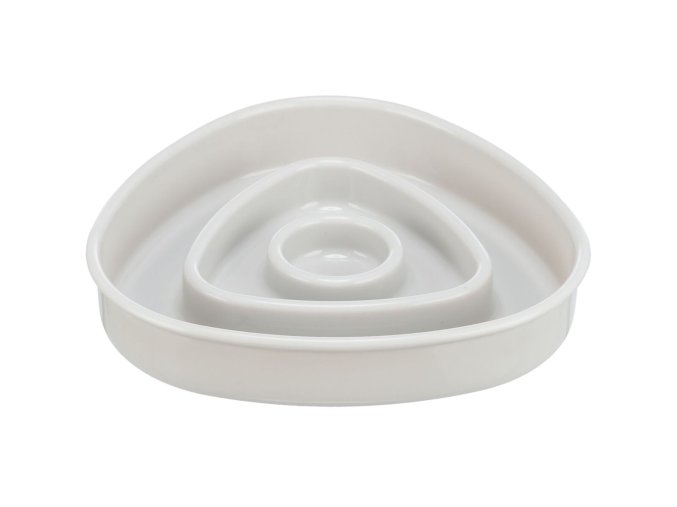 Miska k pomalému krmení, design triangl, 0,35l/15 ×15 cm, plast/TPR, šedá