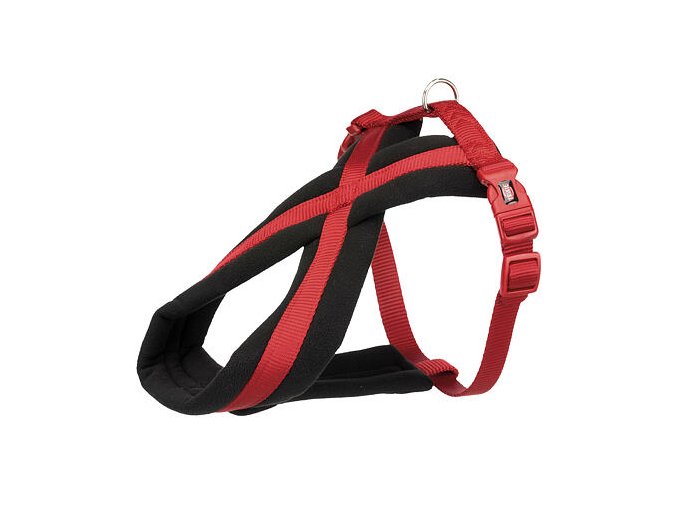 Nylonový postroj PREMIUM podšitý - červená