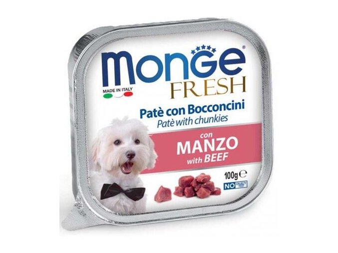 MONGE FRESH - paštika a kousky s hovězím 100 g pro psy