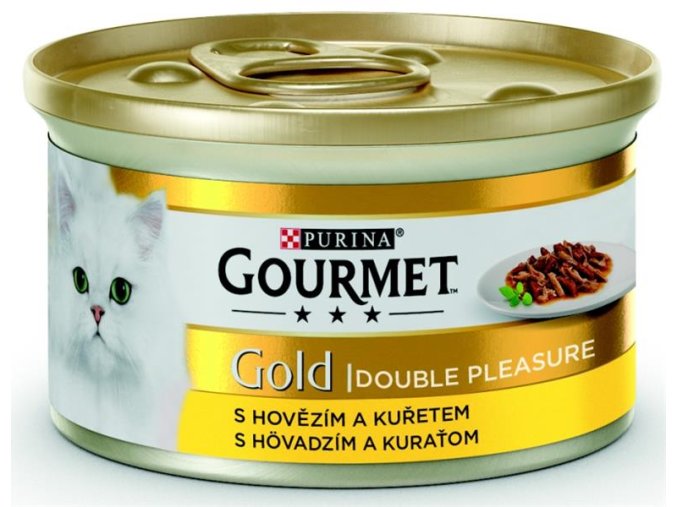 Gourmet Gold Cat konzerva s hovězím a kuřetem 85 g