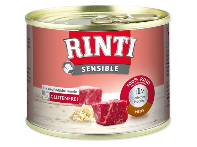 Rinti Sensible Dog konzerva hovězí + rýže 185 g