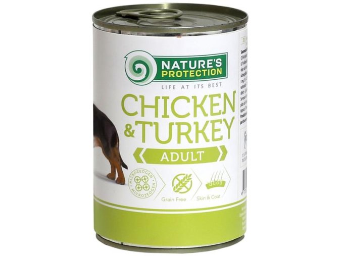 Nature's Protection Dog konzerva Adult kuře/krůta 400 g