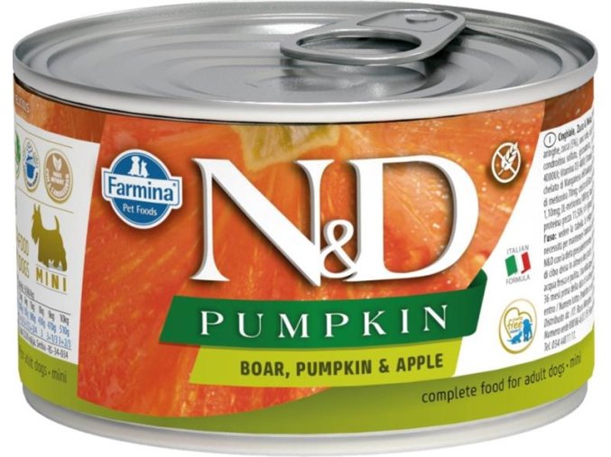 N&D PUMPKIN Dog konzerva Wild Boar, Pumpkin & Apple Mini 140 g