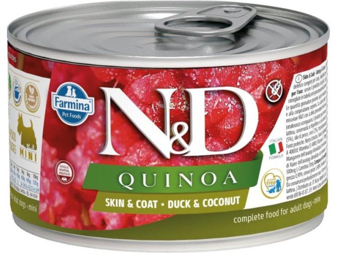 N&D QUINOA Dog konzerva Duck & Coconut Mini 140 g