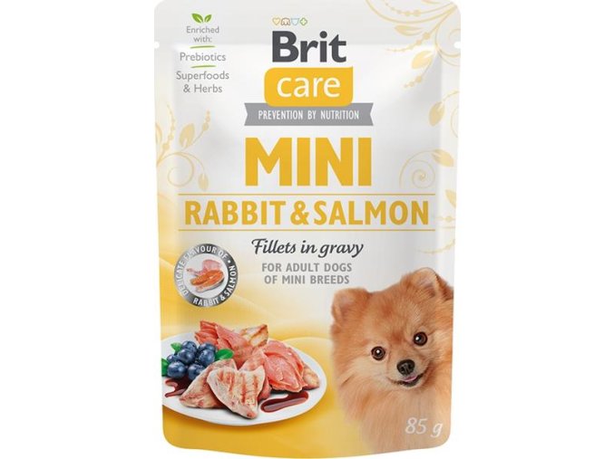 Brit Care Mini Dog kapsička Rabbit&Salmon fillets in gravy 85 g