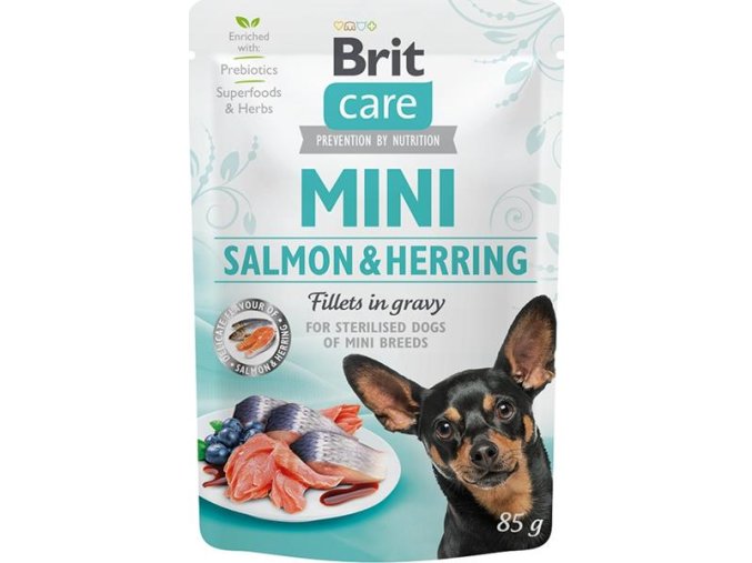 Brit Care Mini Dog kapsička Salmon&Herring sterilised fillets in gravy 85 g