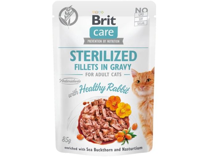 Brit Care Cat kapsička Sterilized Fillets in Gravy with Healthy Rabbit 85 g
