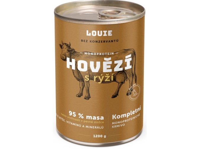 Louie konzerva pro psy hovězí s rýží 1200 g