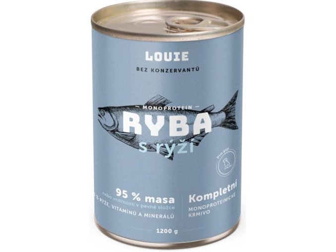 Louie konzerva pro psy ryba s rýží 1200 g
