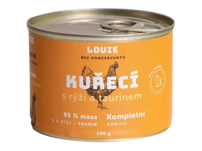 Louie konzerva pro kočky kuřecí s rýží a taurin 200g