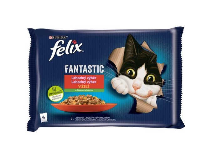 Felix Cat Fantastic kapsička masový výběr + zelenina (Multipack 4 x 85 g)