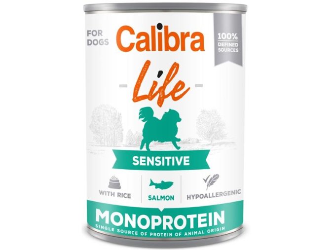 Calibra Dog Life konzerva Sensitive Salmon with rice 400g