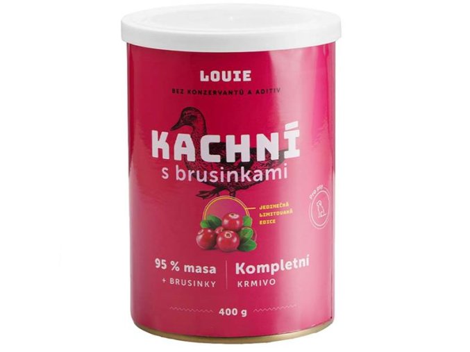 Louie konzerva pro psy kachní s brusinkami 400 g