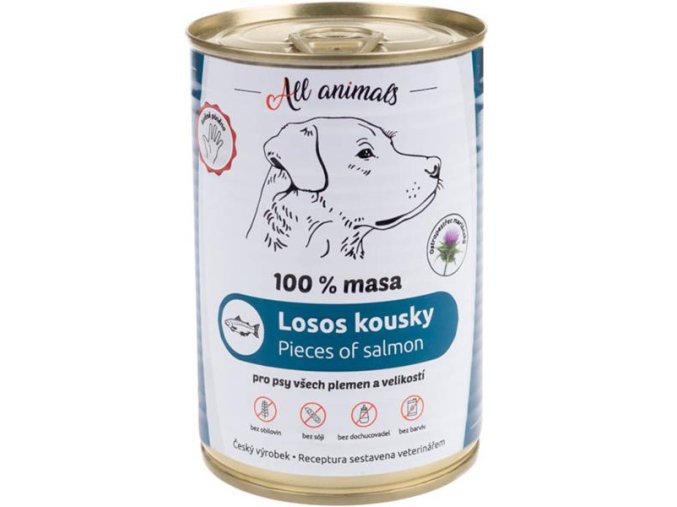 ALL ANIMALS konzerva pro psy losos kousky 400g