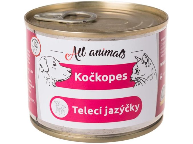 ALL ANIMALS Kočkopes konzerva telecí jazýčky 200g