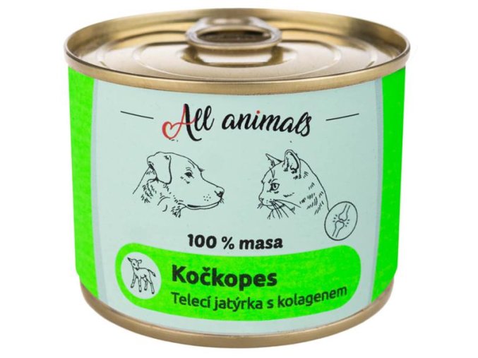 ALL ANIMALS Kočkopes konzerva telecí jatýrka s kolagenem 200g