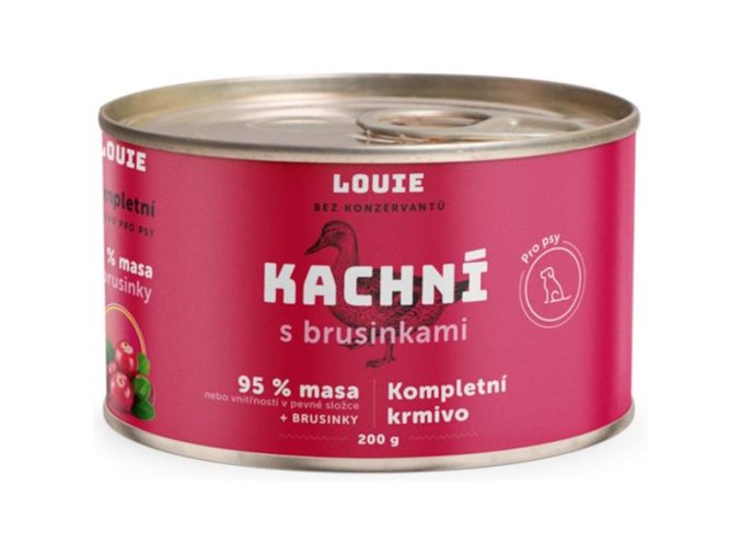 Louie konzerva pro psy kachní s brusinkami 200g
